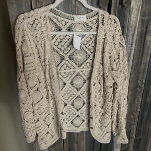 Elegant Beige Crochet Cardigan